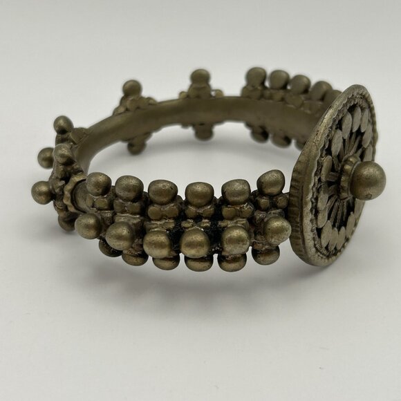 Vintage Brass Yemeni Cuff Bracelet Sunburst Heavy 7.3 oz 2.5” Interior Diameter - Picture 9 of 12